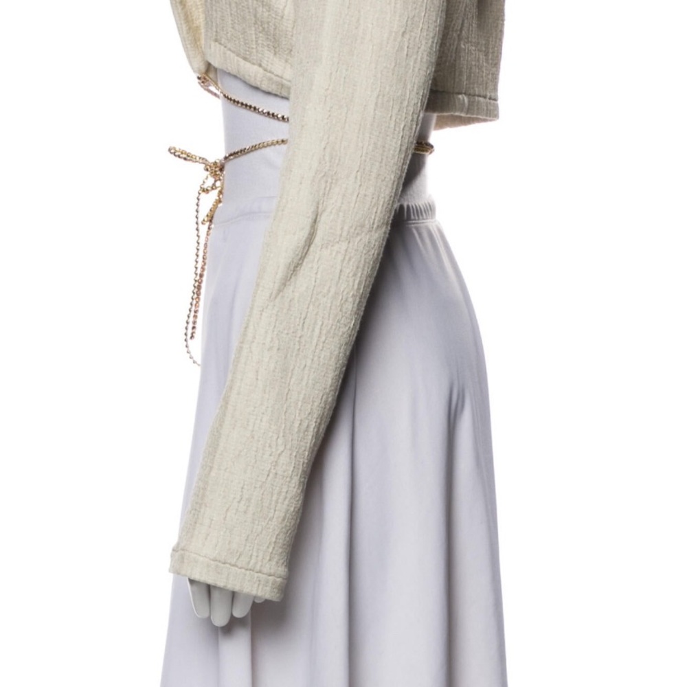 MICHAEL LO SORDO • Linen Bolero Waist Tie Collared Jacket - Picture 7 of 16